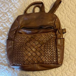 Brown leather back pack